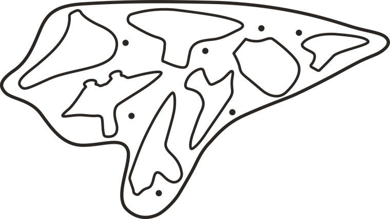 The museum's logo: an ocarina outline containing seven smaller ocarinas